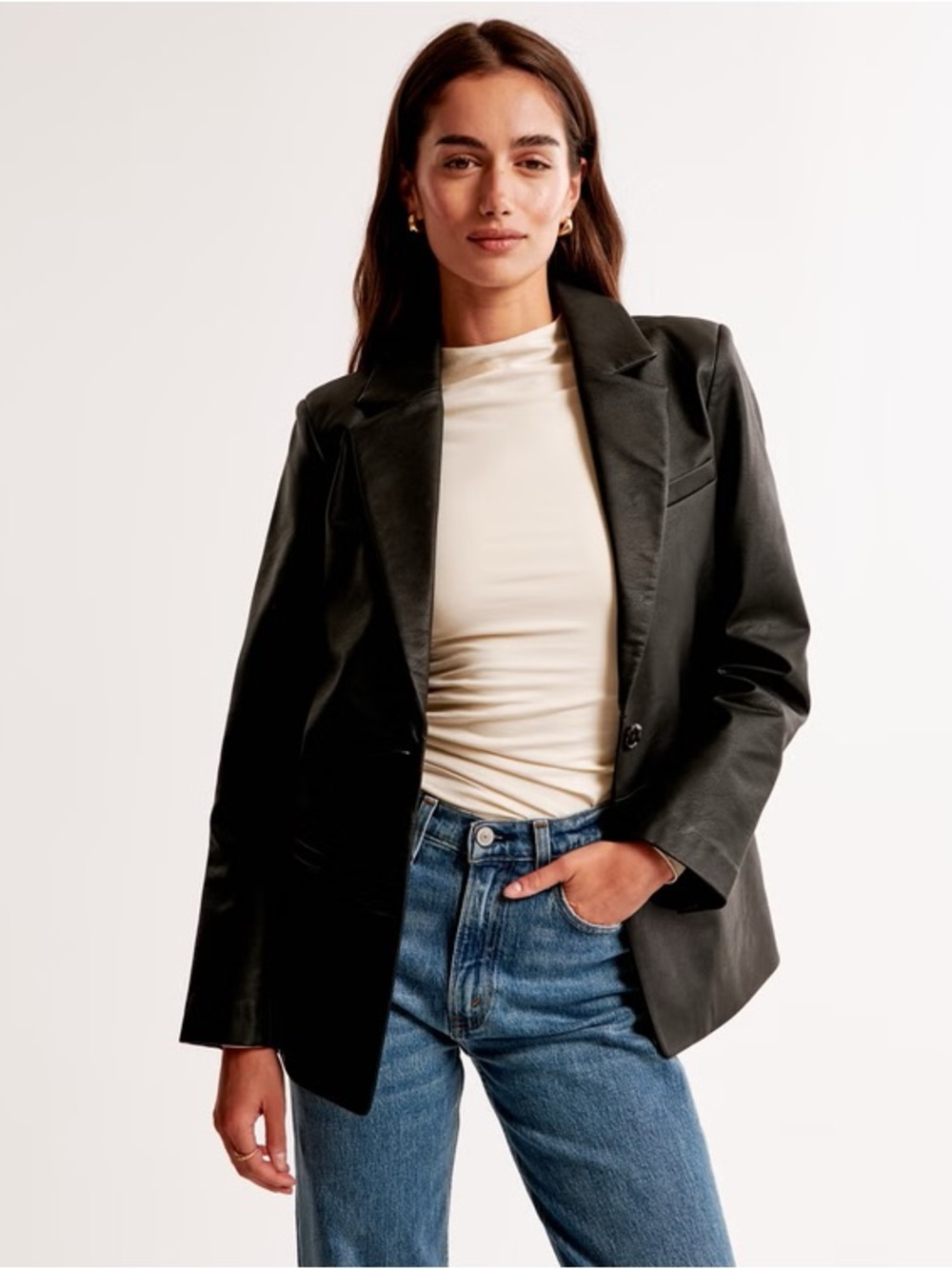 Abercrombie Vegan Leather Jacket Black Moto Faux